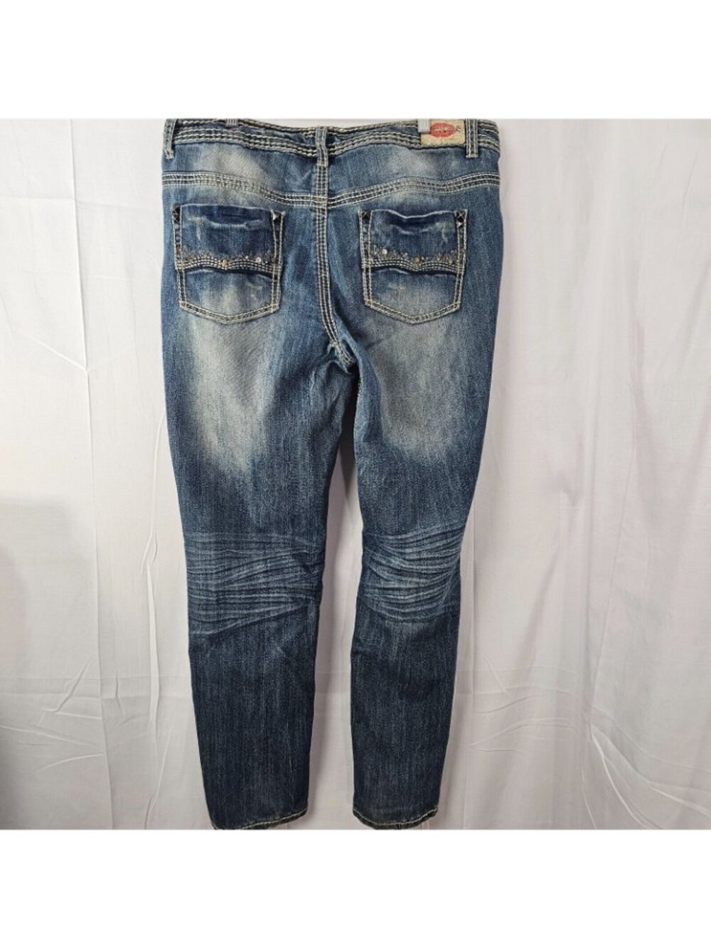 READ UltraLove Jeans Womens 18 38x30 Blue Distressed Embroidered Denim Y2K - Picture 4 of 11